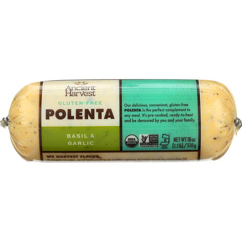 Food Merchants Organic Basil Garlic Polenta, 18 Ounce -- 12 per case.
