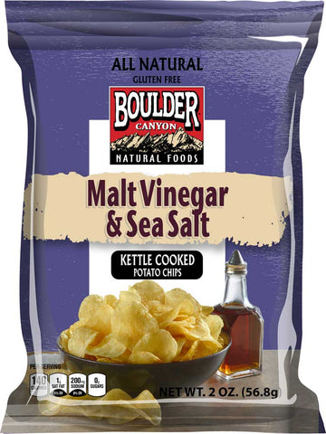 Boulder Canyon Sea Salt and Cracked Pepper Kettle Cooked Potato Chips - 2 oz. bag, 8 per case