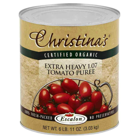 Christinas Organic Extra Heavy Tomato Puree, 107 Ounce -- 6 per case.