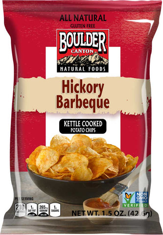 Boulder Canyon Hickory Barbeque Potato Chips, 1.5 Ounce -- 55 per case.