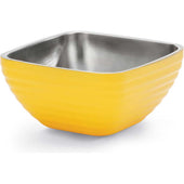 Vollrath Square Colored Double-Wall Insulated Nugget Yellow Serving Bowl, 3.2 Quart -- 6 per case.