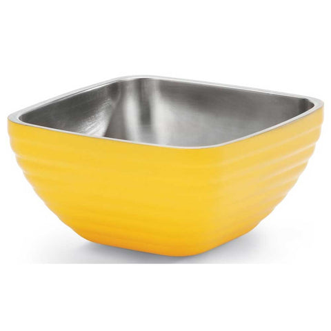 Vollrath Nugget Yellow Square Double Wall Bowl, 5.2 Quart -- 4 per case.
