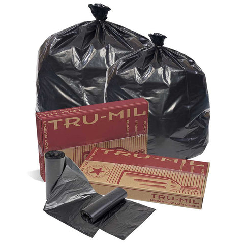 Pitt Plastics Linear Low 42.5x48 Black Perforated Coreless Roll Can Liner -- 100 per case.