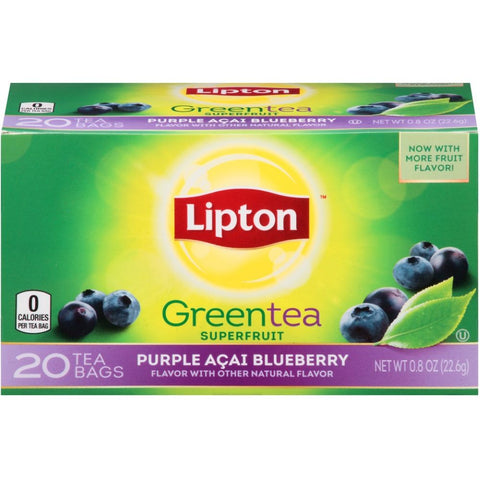 Lipton Purple Acai Blueberry Green Tea, 20 count per pack -- 6 per case.