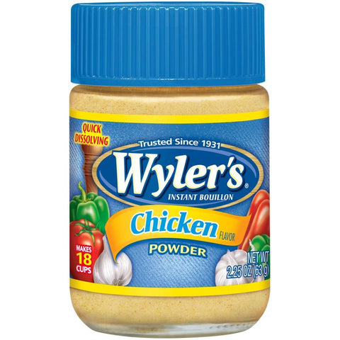 Wylers Chicken Flavor Instant Bouillon Powder, 2.25 Ounce Jar -- 24 per case.