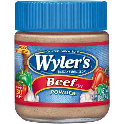 Wylers Beef Flavor Instant Bouillon Powder, 3.75 Ounce Jar -- 8 per case.
