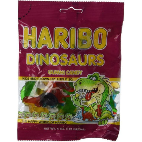 Haribo Dinosaurs Gummy Candy, 5 Ounce -- 12 per case.