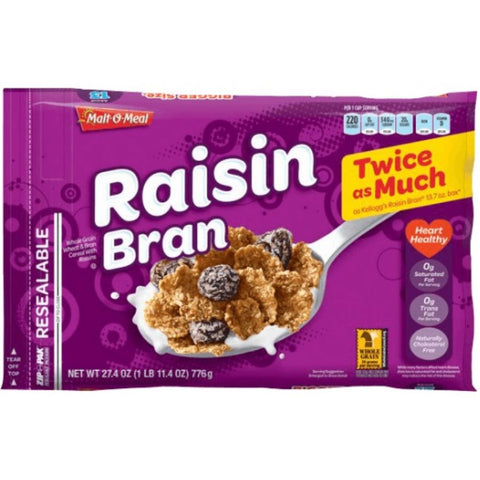Malt O Meal Raisin Bran Cereal, 27.4 Ounce -- 9 per case.