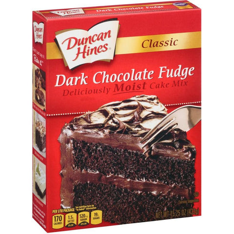 Duncan Hines Classic Dark Chocolate Fudge Cake Mix, 15.25 Ounce -- 12 per case.