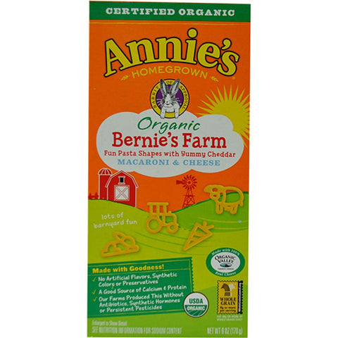 Annies Homegrown Organic Bernies Farm Mac and Cheese Shapes, 6 Ounce -- 12 per case