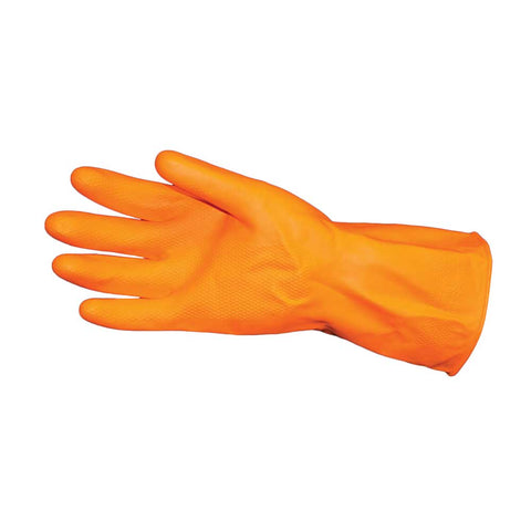 Impact Products Pro Guard Orange Flock Lined Heavy Weight Large Latex Gloves -- 12 per case.