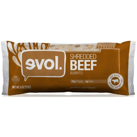 Evol Shredded Beef Classic Burrito, 6 Ounce -- 12 per case.