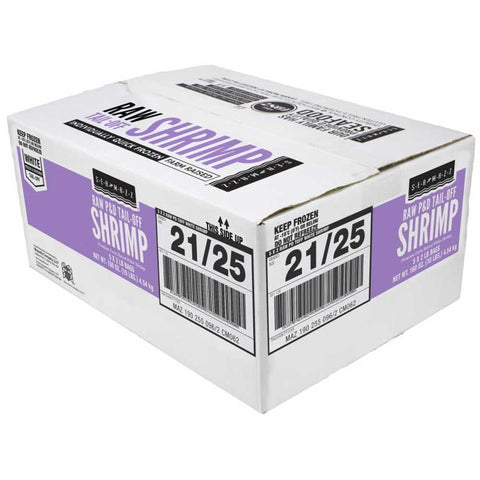 Seamazz 21-25 Raw Tail Off White Shrimp, 2 Pound -- 5 per case.