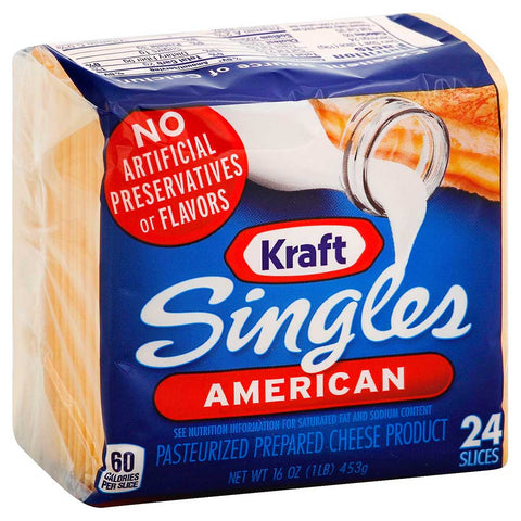 Kraft Singles American Sliced Cheese, 16 Ounce -- 12 per case.