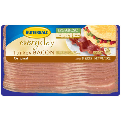 Butterball Original Everyday Turkey Bacon, 12 Ounce -- 12 per case.