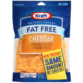 Kraft Zip Pak Natural Shredded Fat Free Cheddar Cheese, 7 Ounce -- 12 per case.