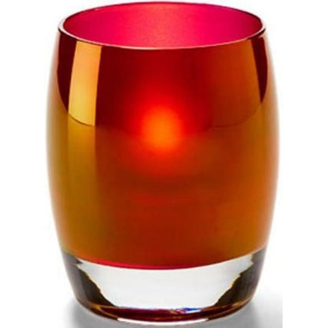 Hollowick Contour New Ruby Gold Glass Votive Lamp, 3 3/4 x 3 x 3 inch.