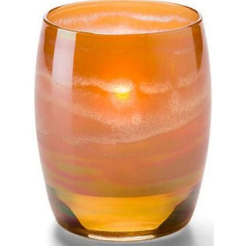 Hollowick Contour New Amber Art Glass Votive Lamp, 3 3/4 x 3 x 3 inch.