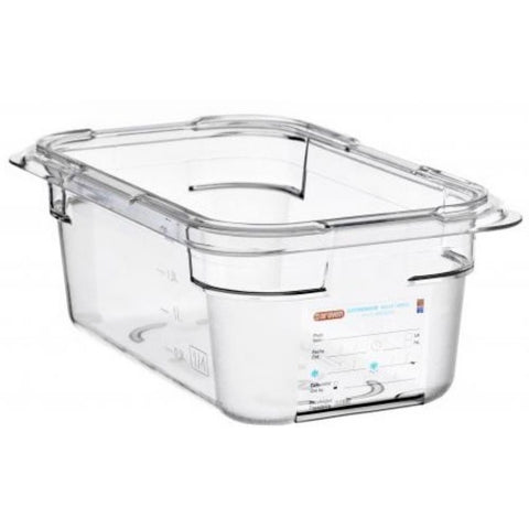 Araven Polycarbonate Transparent GN 1/4 Food Box, 2.75 Quart -- 6 per case.