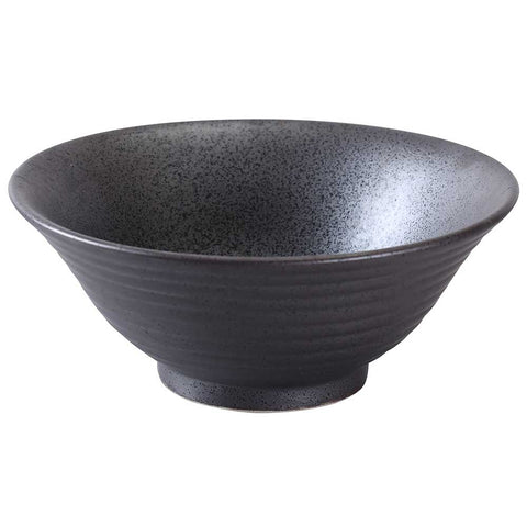 Yanco Diamond Black Speckled Porcelain Round Ramen Bowl, 45 Ounce Capacity -- 12 per case.