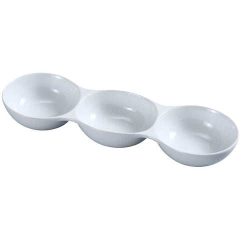 Yanco Main Land Porcelain Super White Rectangular 3 Compartment Bowl, 13 x 4 inch -- 24 per case.