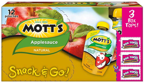Motts Unsweetened Natural Applesauce, 3.2 Ounce Pouch -- 48 per case.