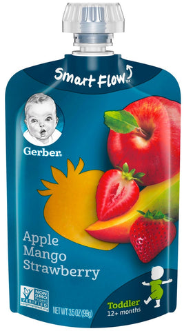 Gerber Apple Mango Strawberry Toddler Food - Multi Pack, 3.5 Ounce -- 12 per case.