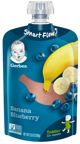 Gerber Banana Blueberry Toddler Food - Multi Pack, 3.5 Ounce -- 12 per case.