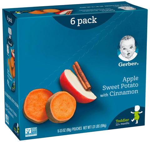 Gerber Apple Sweet Potato with Cinnamon Toddler Food - Multi Pack, 3.5 Ounce -- 12 per case.