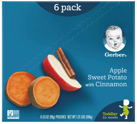 Gerber Apple Sweet Potato with Cinnamon Toddler Food - Multi Pack, 3.5 Ounce -- 12 per case.