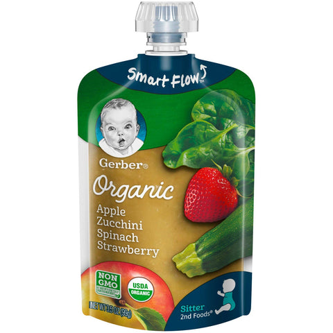 Gerber 2nd Foods Organic Apples Zucchini Spinach and Strawberries Baby Meal, 3.5 Ounce -- 12 per case.