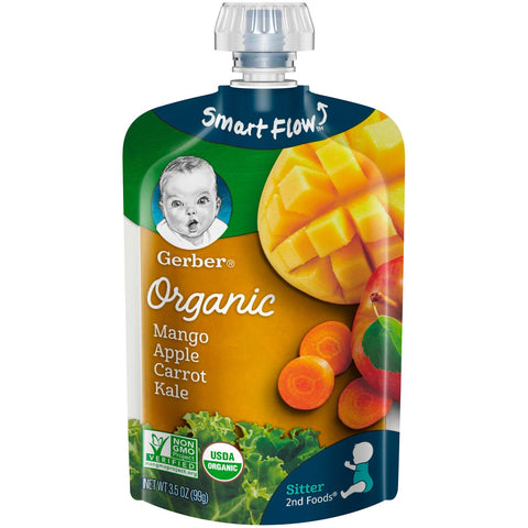 Gerber 2nd Foods Mangoes, Apples, Carrots and Kale Baby Food, 3.5 Ounce -- 12 per case.