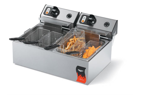 Vollrath Cayenne Standard Duty Electric Dual Countertop Fryer, 1800 Watts per Well.