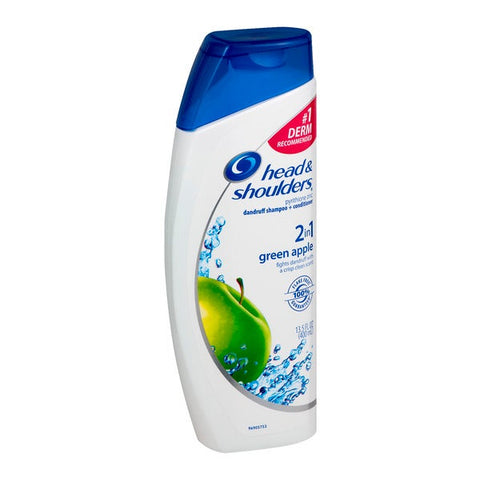Head and Shoulders 2 n 1 Green Apple Anti Dandruff Shampoo Conditioner, 13.5 Fluid Ounce -- 6 per case.
