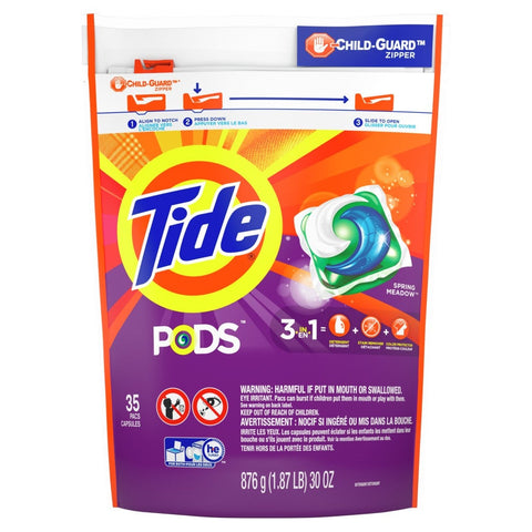 Tide Pods Spring Meadow Laundry Detergent Liquid, 35 count per pack -- 4 per case.