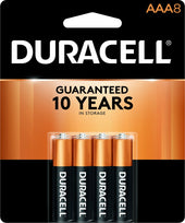 Duracell Coppertop AAA Alkaline Battery, 8 count per pack -- 40 per case.