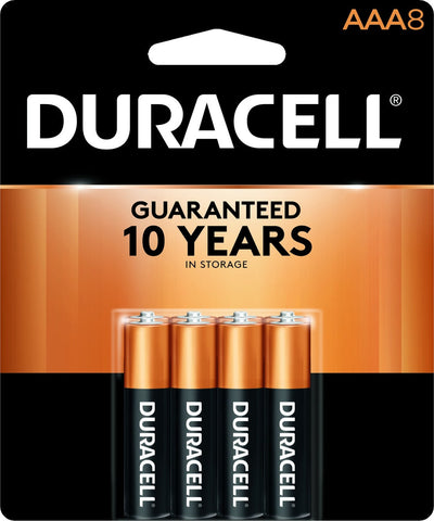 Duracell Coppertop AAA Alkaline Battery, 8 count per pack -- 40 per case.