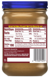 Adams Natural Unsalted Creamy Peanut Butter, 16 Ounce -- 6 per case.