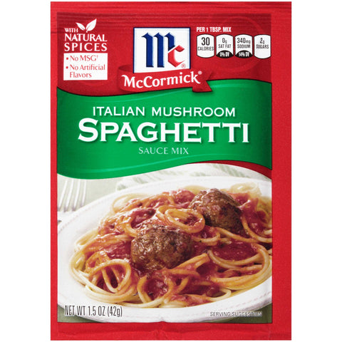 McCormick Italian Style Spaghetti Sauce Mix with Mushrooms, 1.5 Ounce -- 12 per case.