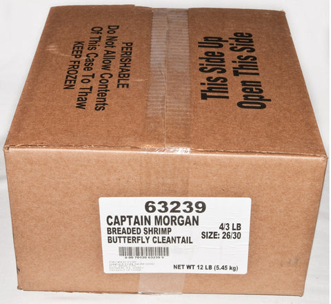 Captain Morgan Clean Tail Butterfly Breaded Shrimp -- 144 per case.