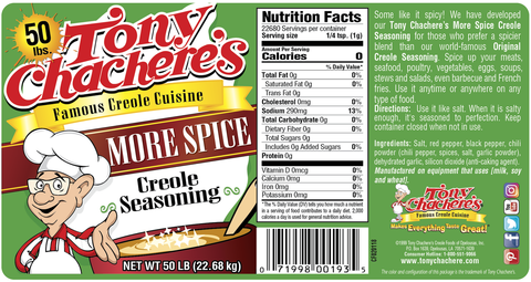 Tony Chacheres More Spice Creole Seasoning, 50 Pound.