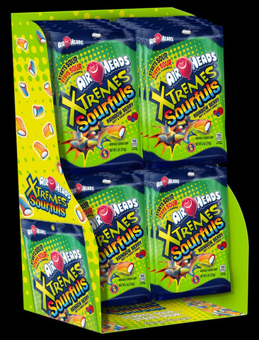 Airheads Xtremes Sourfuls Rainbow Berry Soft and Chewy Candy - Counter Unit, 6 Ounce Peg Bag -- 24 per case.