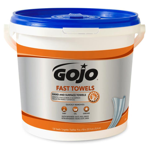 GOJO FAST TOWELS Hand Cleaning Towels, 7 3/4 x 11, 130/Bucket, 4 Buckets/Carton