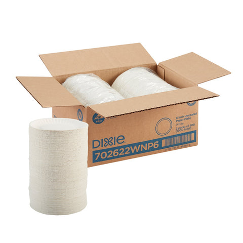 Dixie White Paper Plates, 6 inch dia, 500/Packs, 2 Packs/Carton