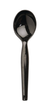 D and W Fine Pack Legion Ebony Black Polystyrene Heavy Weight Soup Spoon -- 1000 per case.