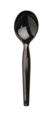 D and W Fine Pack Legion Ebony Black Polystyrene Heavy Weight Soup Spoon -- 1000 per case.