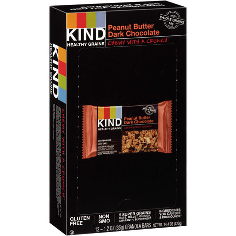KIND Healthy Grains Bar, Peanut Butter Dark Chocolate, 1.2 oz, 12/Box