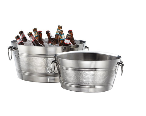 American Metalcraft Stainless Steel Hammered Finish Double Wall Party Tub, 29 Quart.