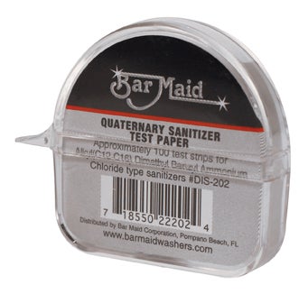 Bar Maid Sani Maid Quaternary Sanitizer Test Paper - 100 per pack -- 12 packs per case.