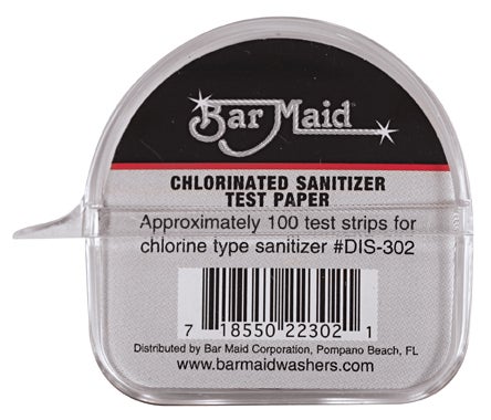 Bar Maid Sani Maid Chlorinated Sanitizer Test Paper - 100 per pack -- 12 packs per case.